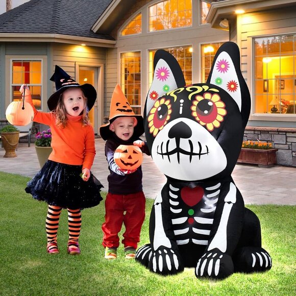 Halloween Inflatable Dog Dia de Los Muertos with LED Lights for Yard Decor - Picture 5 of 7